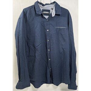 Bruno Men's Shirt XL Blue Dress Pin Dots Cotton Blend Business Casual